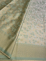 Pastal green Soft satin brocade Silk Saree - PBRMJ9E