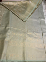 Pastal green Soft satin brocade Silk Saree - PBRMJ8E