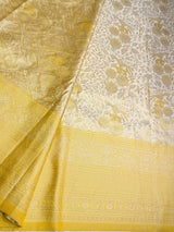 Pastal Yellow Soft satin brocade Silk Saree - PBRMJ8F