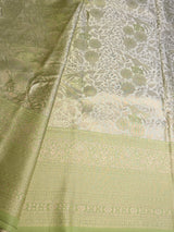 Pastal parrot green Soft satin brocade Silk Saree - PBRMJ8C