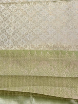 Pastal Parrot green Yellow Soft satin brocade Silk Saree - PBRMJ7F
