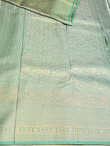 Pastal blue Yellow Soft satin brocade Silk Saree - PBRMJ7G