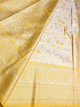 Pastal Yellow Soft satin brocade Silk Saree - PBRMJ7E