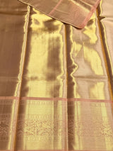 Gold and peach Pure Tissue Kanchipuram Silk saree - PPURE224