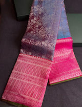 Blue and Rani pink Pure Kanchipuram Silk saree - PPURE231
