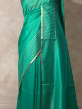 Teal Green semi tusser silk saree - PBRSS3D