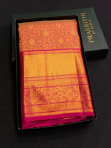 Peach and Magenta Pure Kanchipuram Silk saree - PPURE253