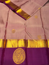 Nude lavender and Purple Pure Vintage Kanchipuram Silk saree - PPURE208