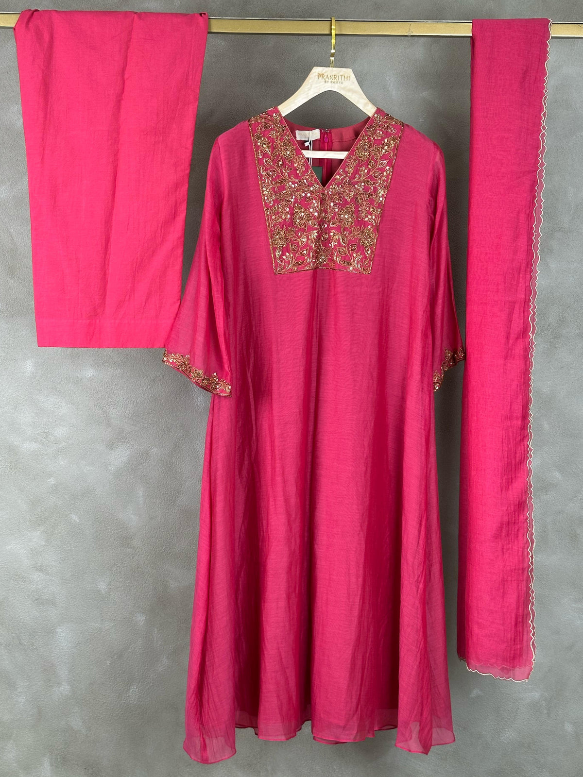 Vibrant pink Chanderi salwar set - SNL17