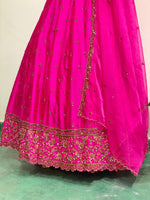 Rani pink semi raw silk lehenga set - PL09