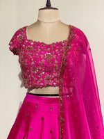 Rani pink semi raw silk lehenga set - PL09