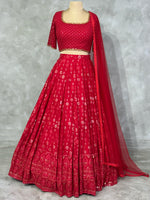 Red chikankari lehenga set - PL06