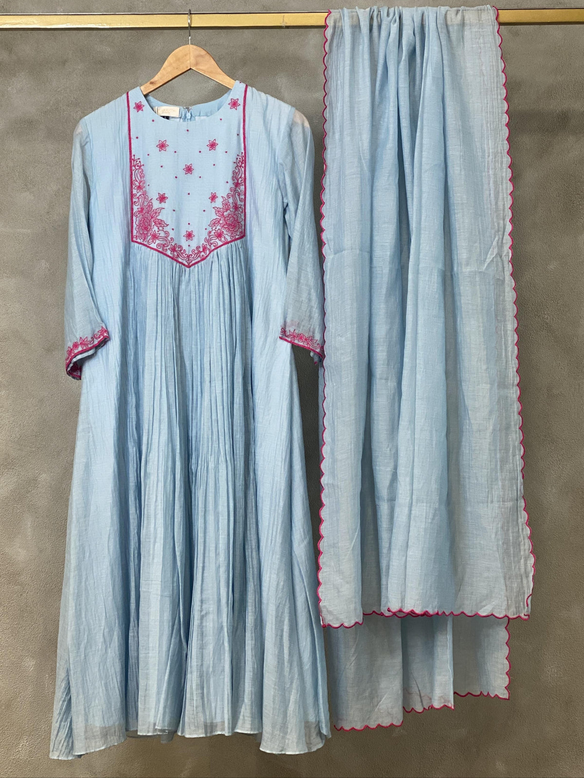 Sky blue Chanderi salwar set - SNL28