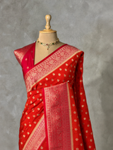 Orange and Dark pink Dola silk saree- PBRSB2J