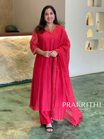 Red chanderi salwar set -SLN50