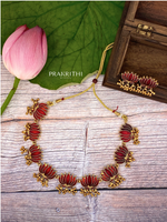 Maroon lotus gunguroo Necklace- JW38A