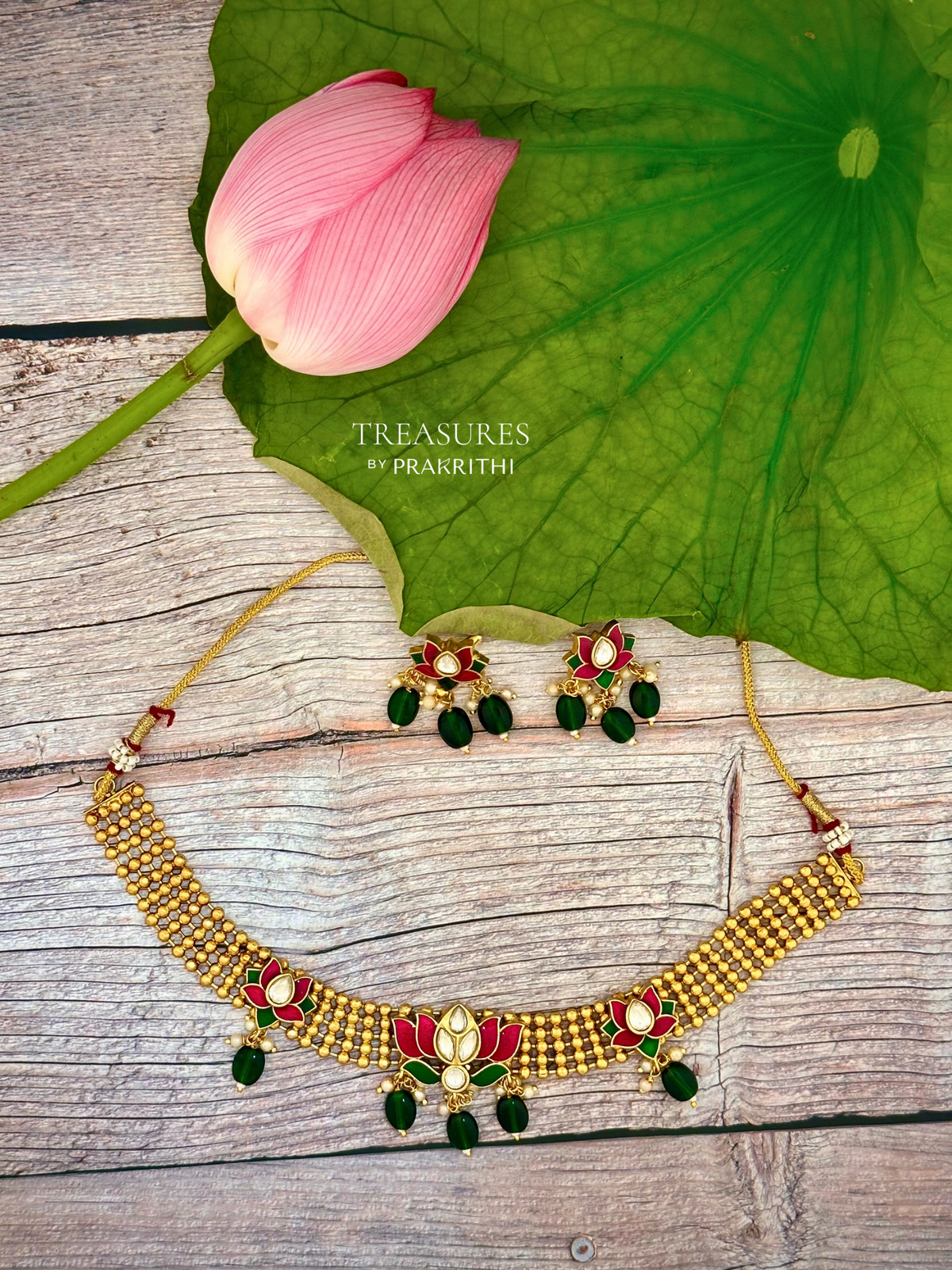 Antique lotus choker Necklace - JN6