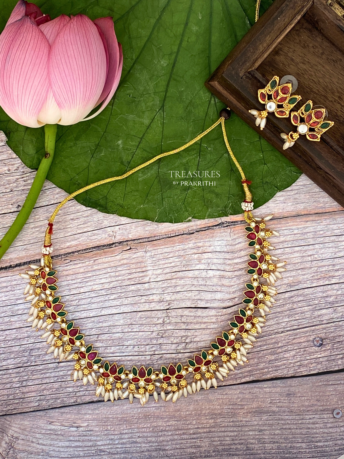 Lotus and rice pearl gunguroo Necklace - JN8