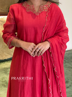 Red chanderi salwar set -SLN50