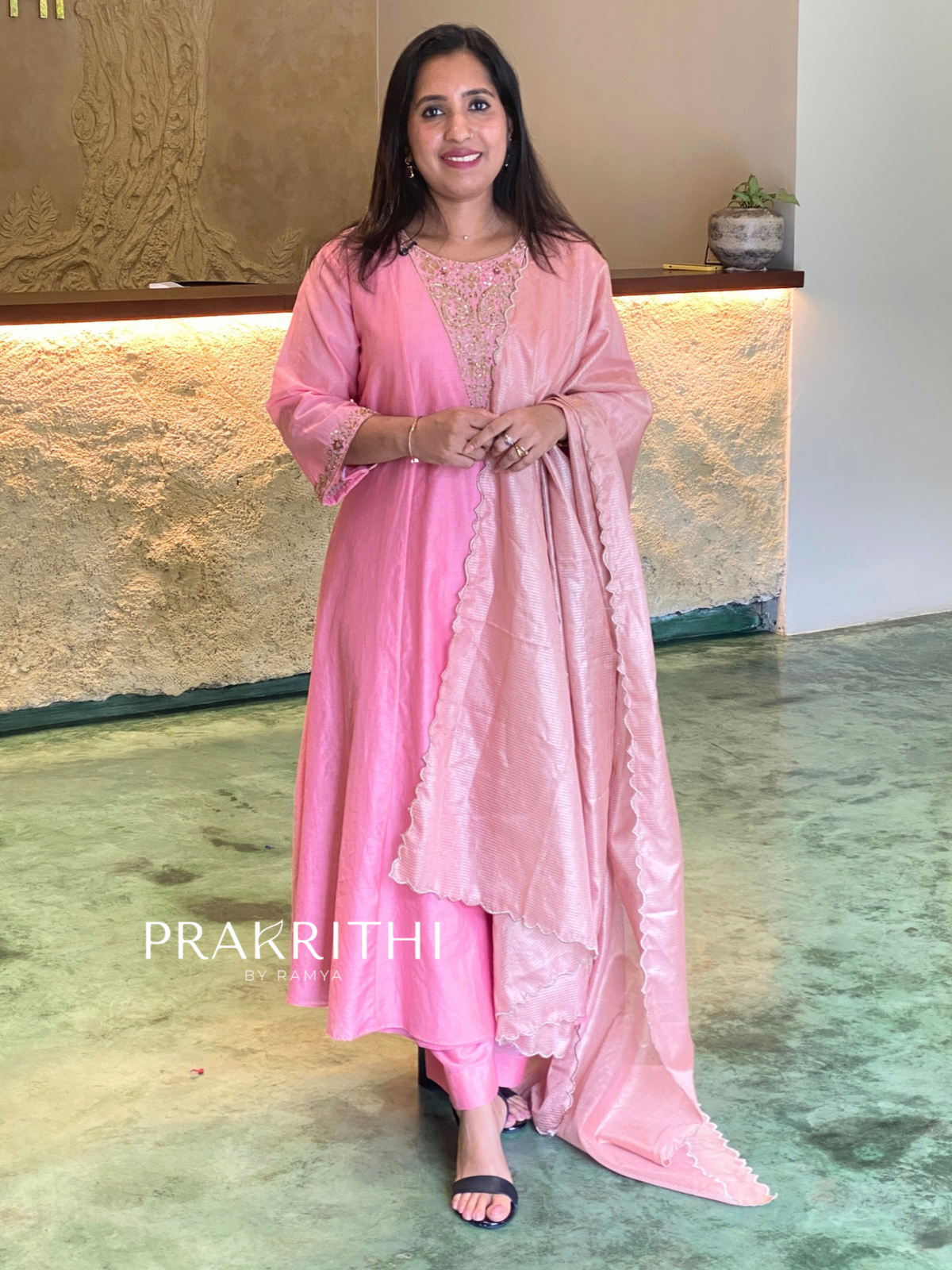 Pastel pink chanderi salwar set -SLN53