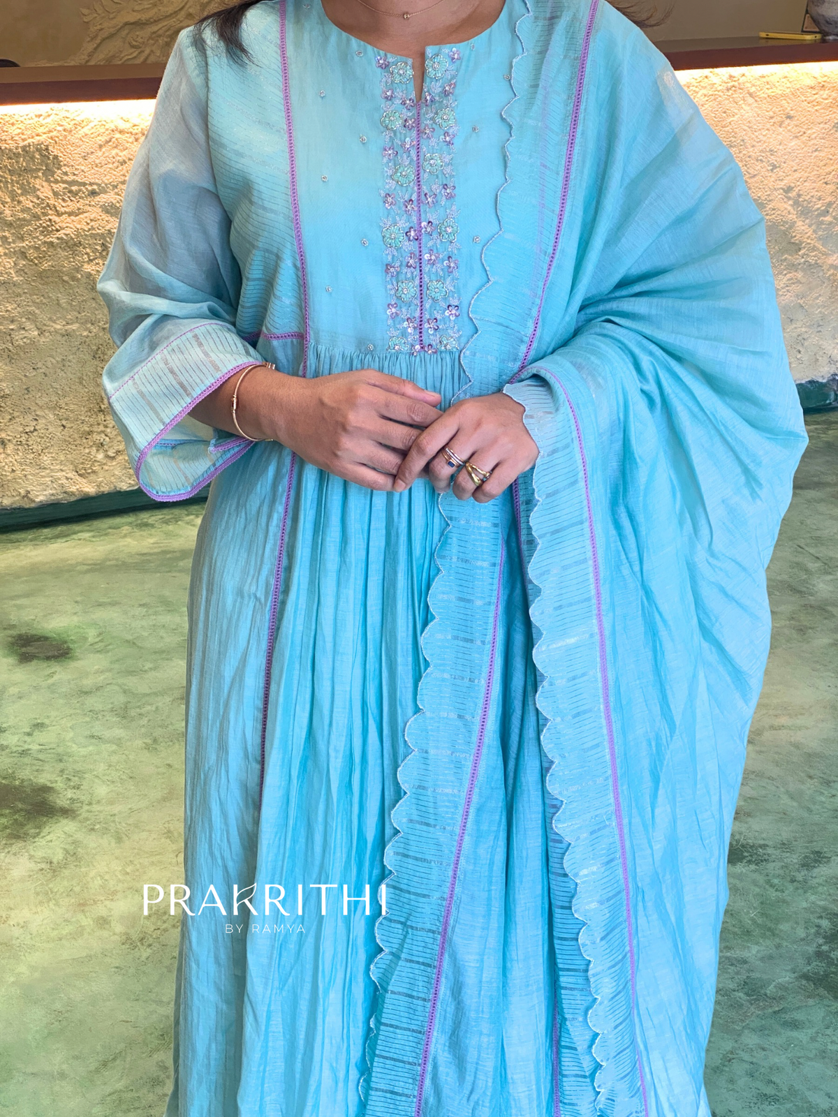 Pastel blue chanderi salwar set -SLN52