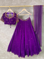 Violet velvet lehenga set - PVL05