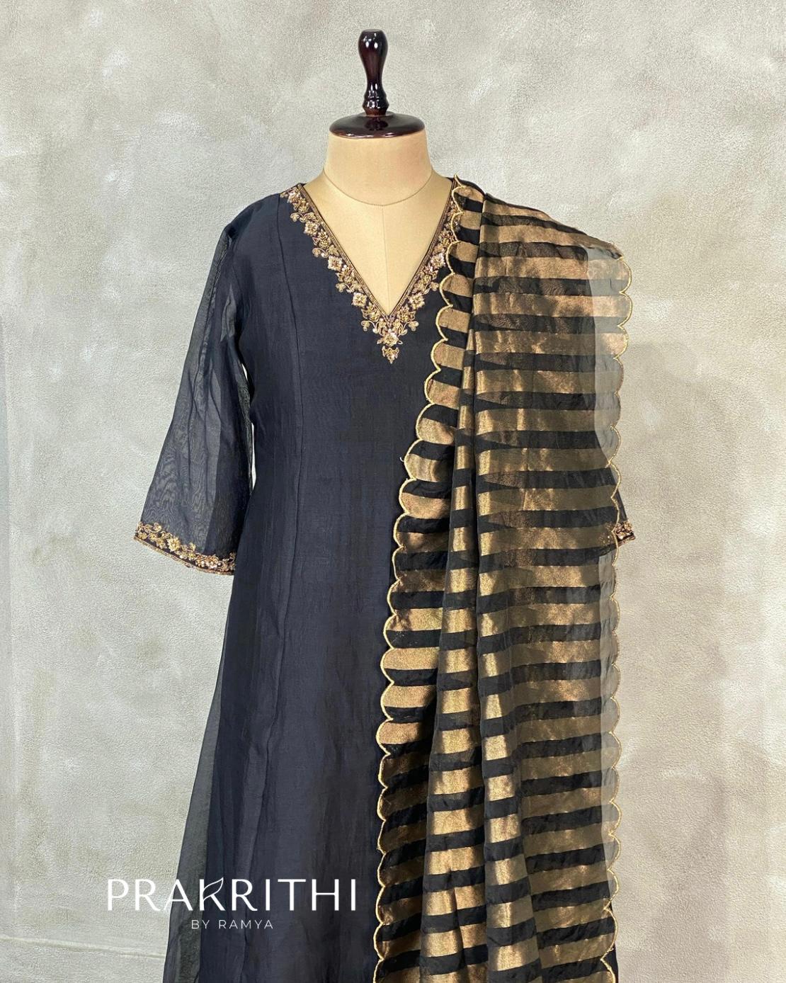 Black chanderi salwar set - SLN45