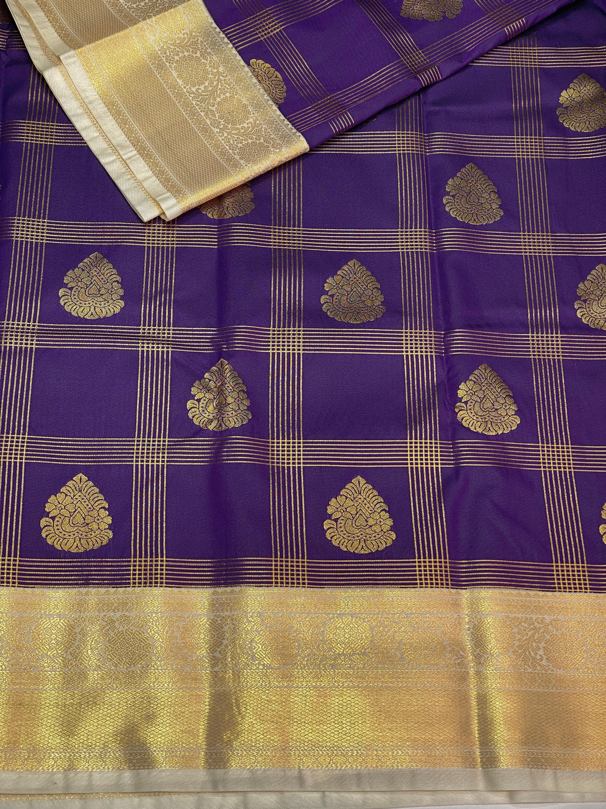 Violet semi kanchipuram saree - PSCHECK1
