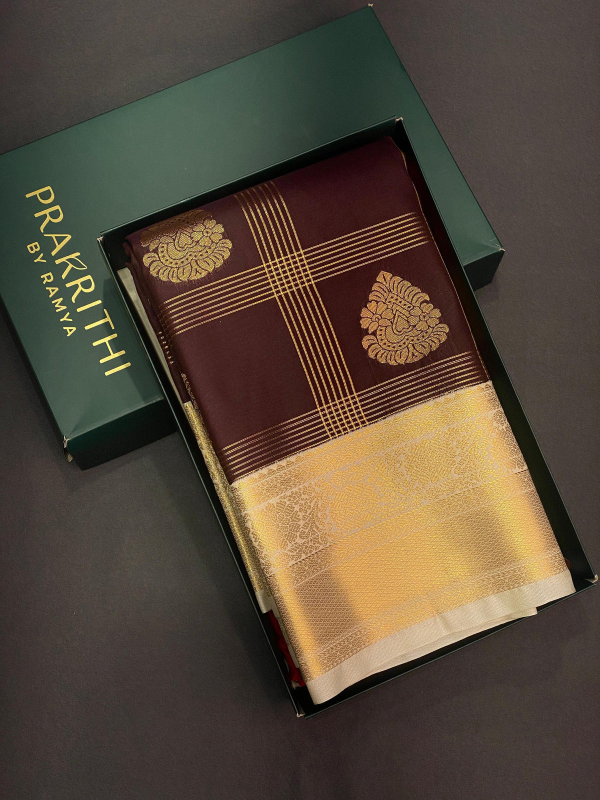 Brown semi kanchipuram saree - PSCHECK3