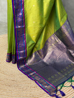Parrot green and Violet Banarasi saree -BSPPARROT