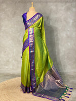 Parrot green and Violet Banarasi saree -BSPPARROT