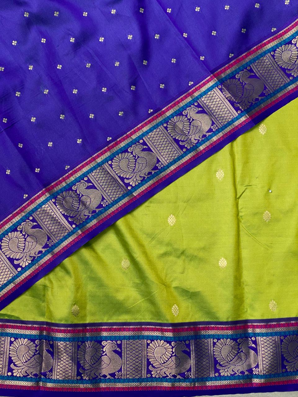 Parrot green and Violet Banarasi saree -BSPPARROT