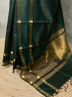 Bottle green Semi Banarasi saree -LZP2