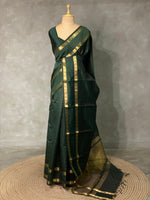 Bottle green Semi Banarasi saree -LZP2