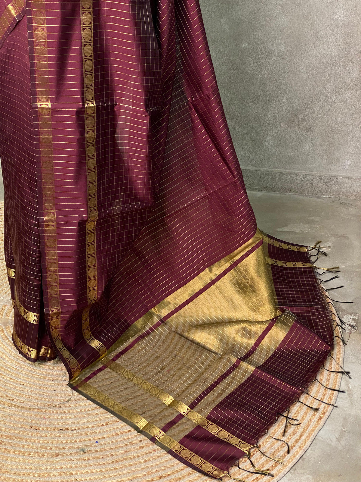 Maroon Semi Banarasi saree -LZP3