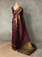 Maroon Semi Banarasi saree -LZP3