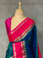 Peacock Blue and magenta Banarasi saree -BSP8