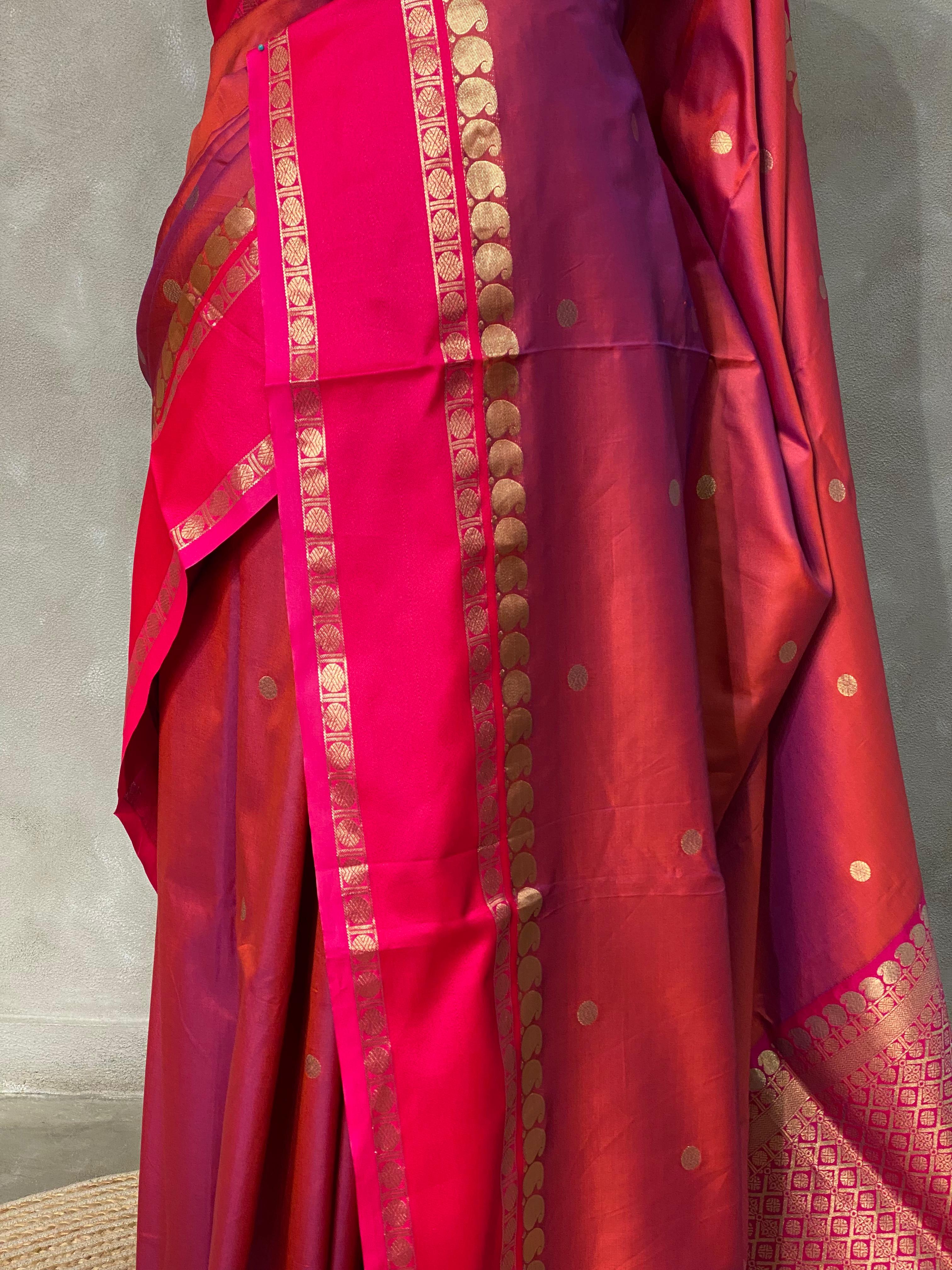 Maroon and magenta Banarasi saree -BSP8A