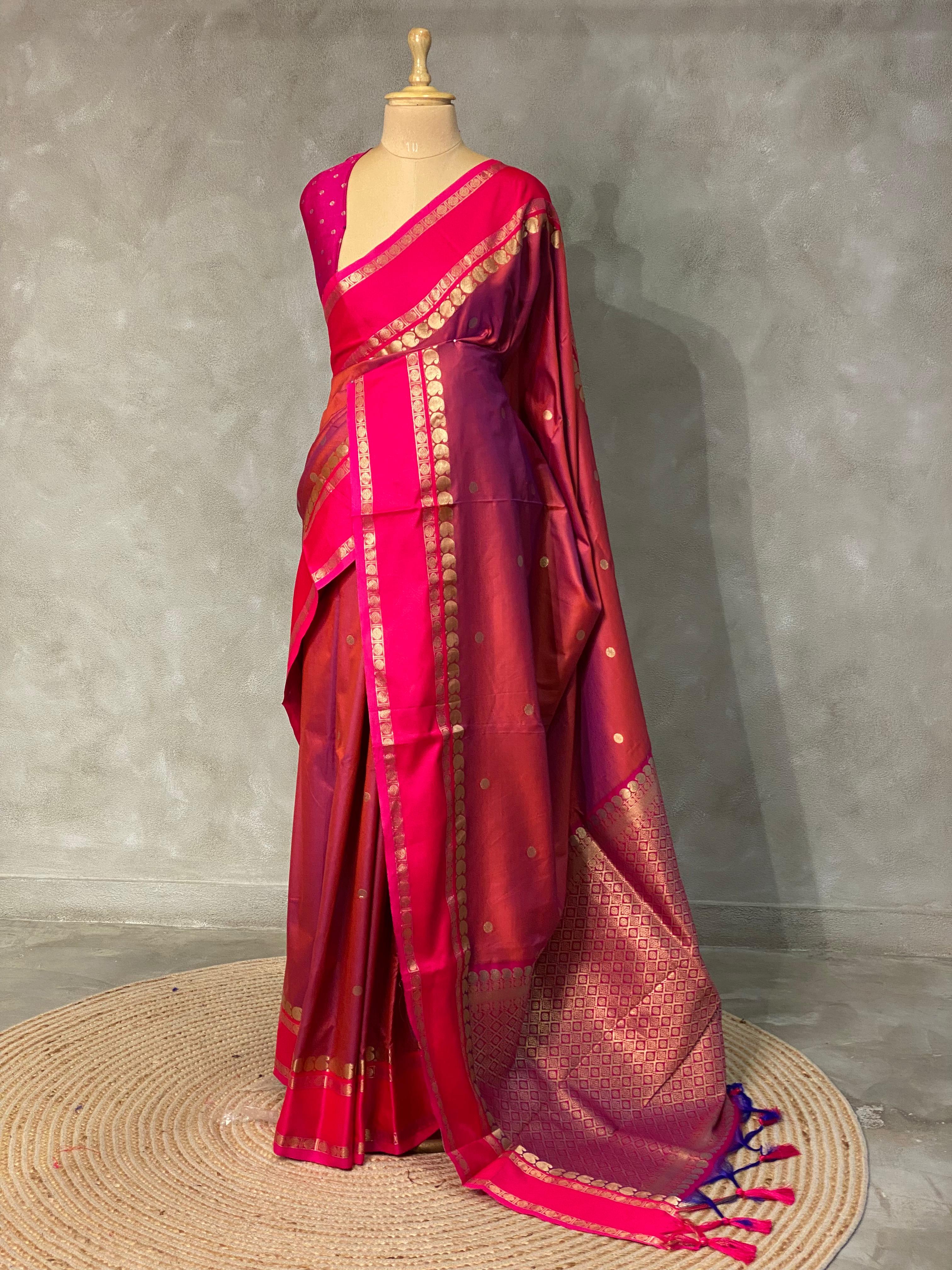 Maroon and magenta Banarasi saree -BSP8A