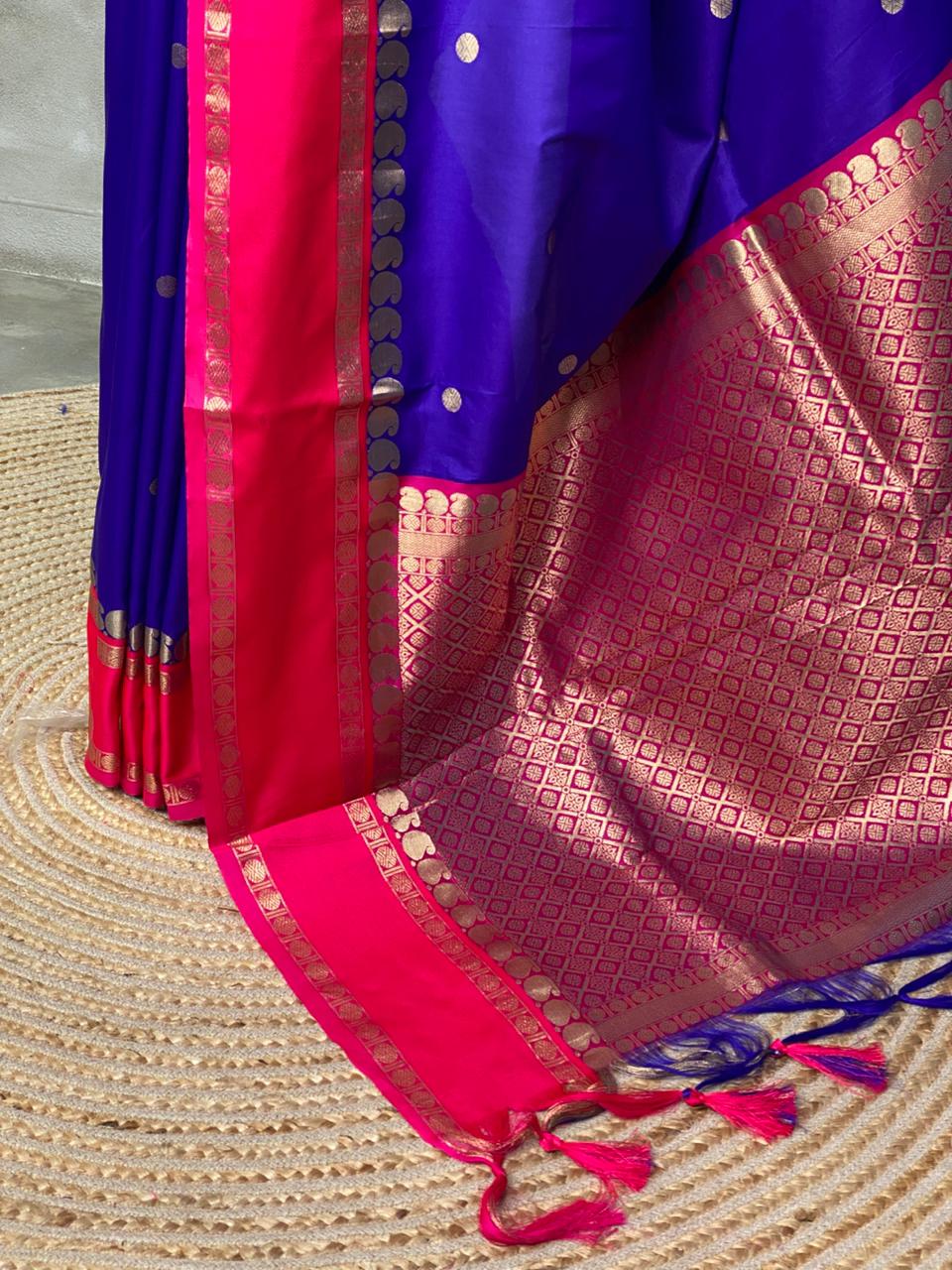 Blue and magenta Banarasi saree -BSP8B
