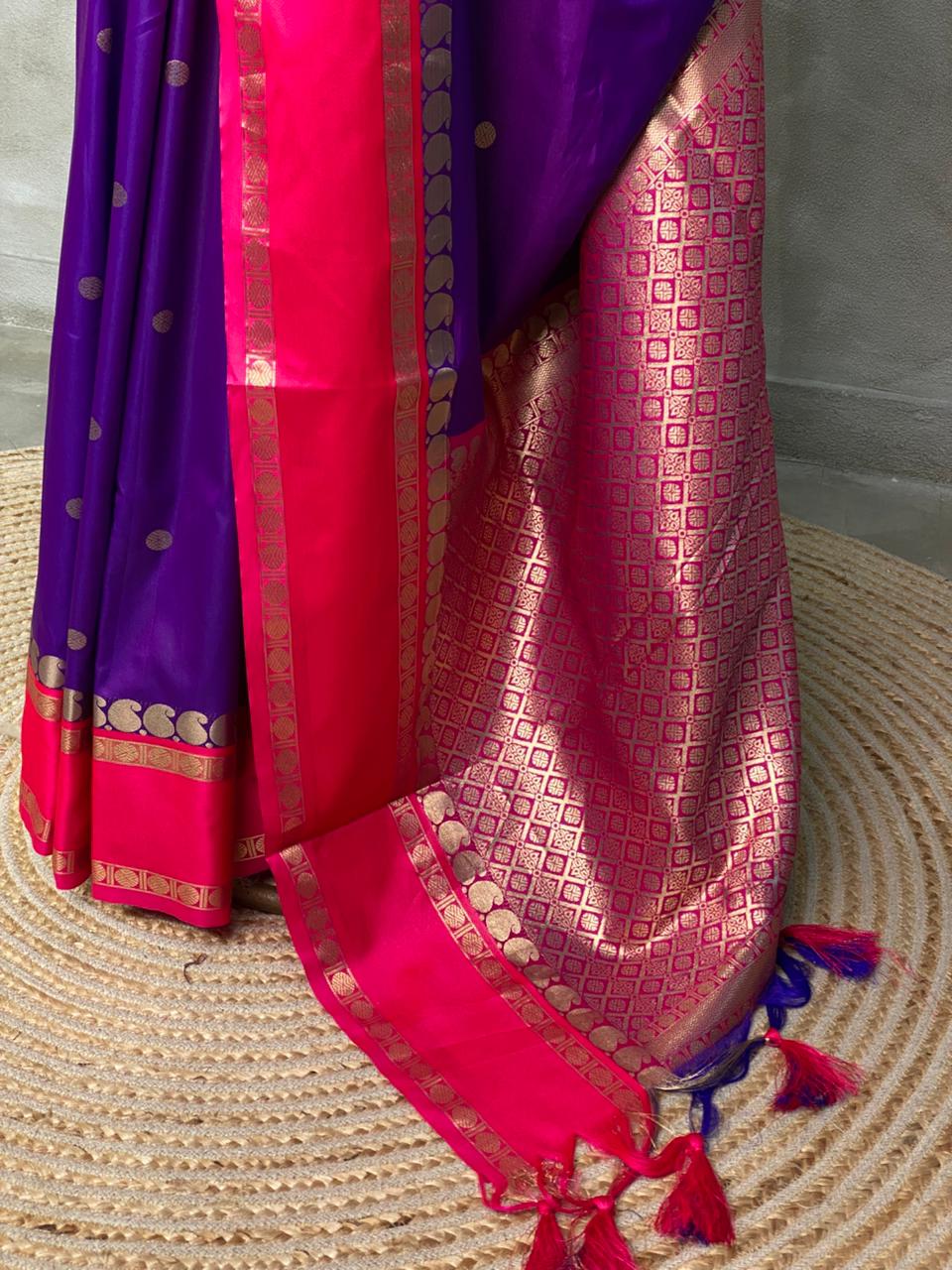 Violet and magenta Banarasi saree -BSP8C