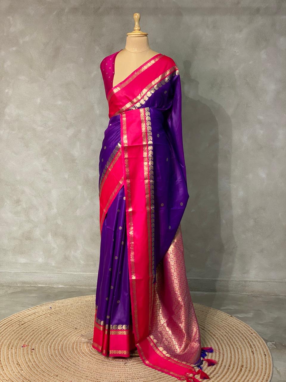 Violet and magenta Banarasi saree -BSP8C