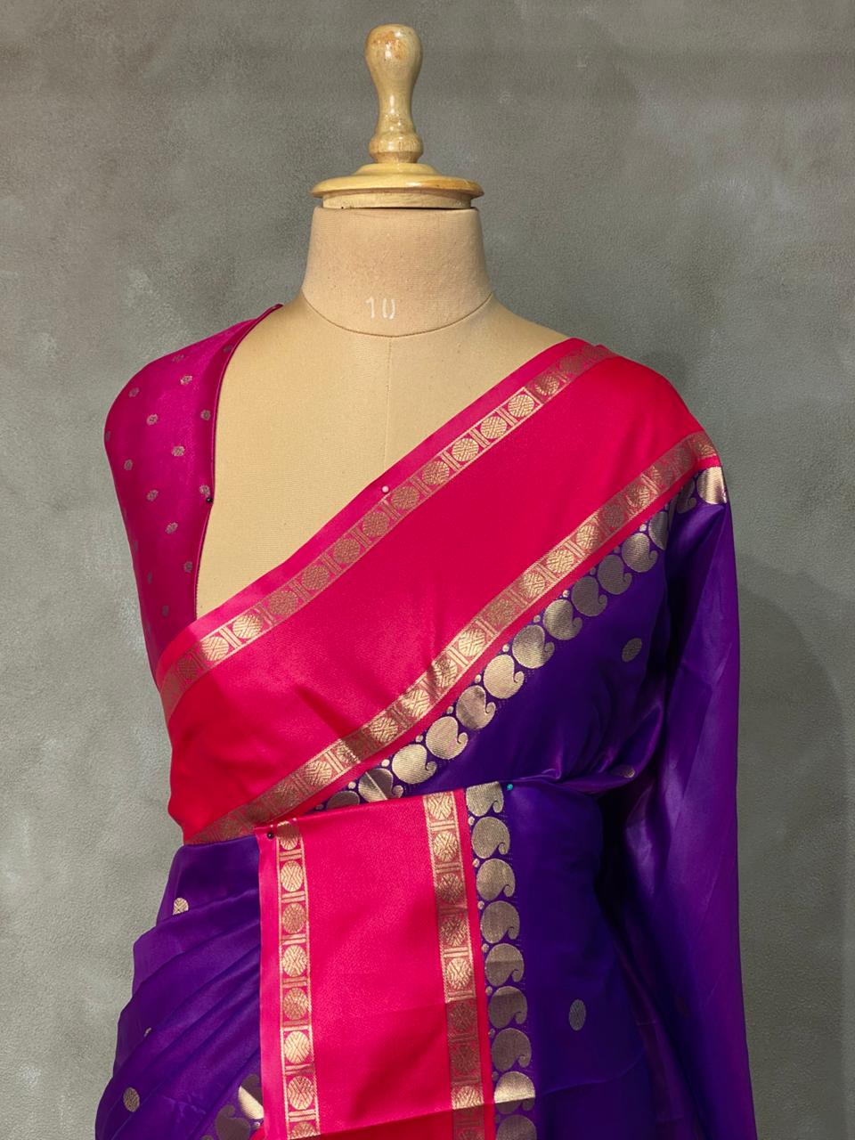 Violet and magenta Banarasi saree -BSP8C