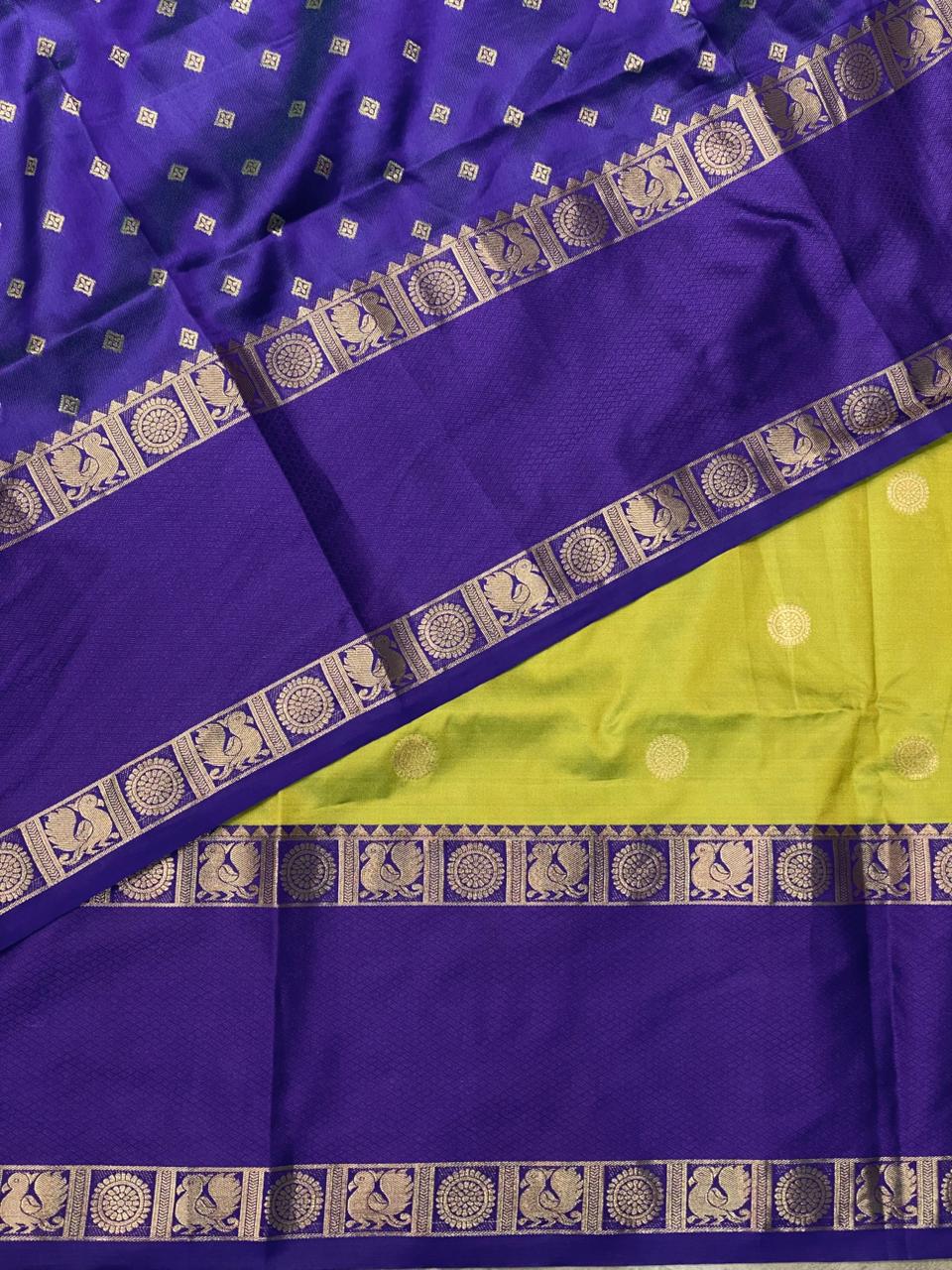 Parrot Green and blue Banarasi saree -BSP9P