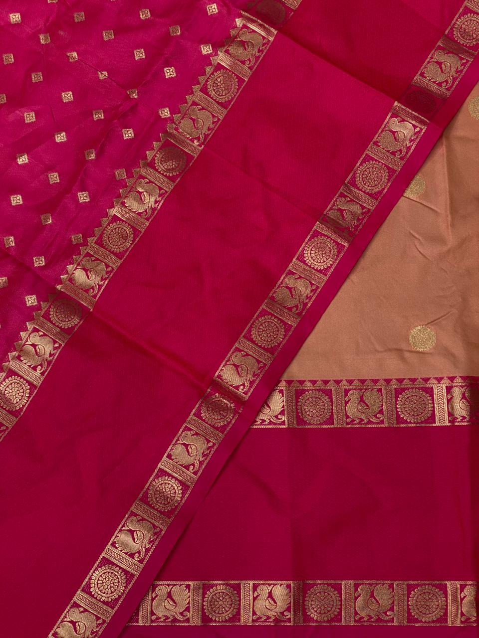 Peach and Magenta Banarasi saree -BSP9PE