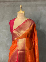 Orange and Magenta semi Banarasi saree -MPS16