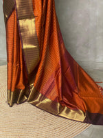 Rust Orange and brown semi Banarasi saree -MPS15B