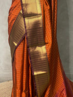 Rust Orange and brown semi Banarasi saree -MPS15B