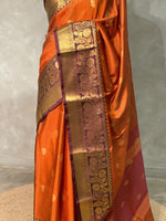 Rust orange and Brown semi Banarasi saree - MPS21-IH