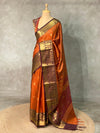 Rust orange and Brown semi Banarasi saree - MPS21-IH